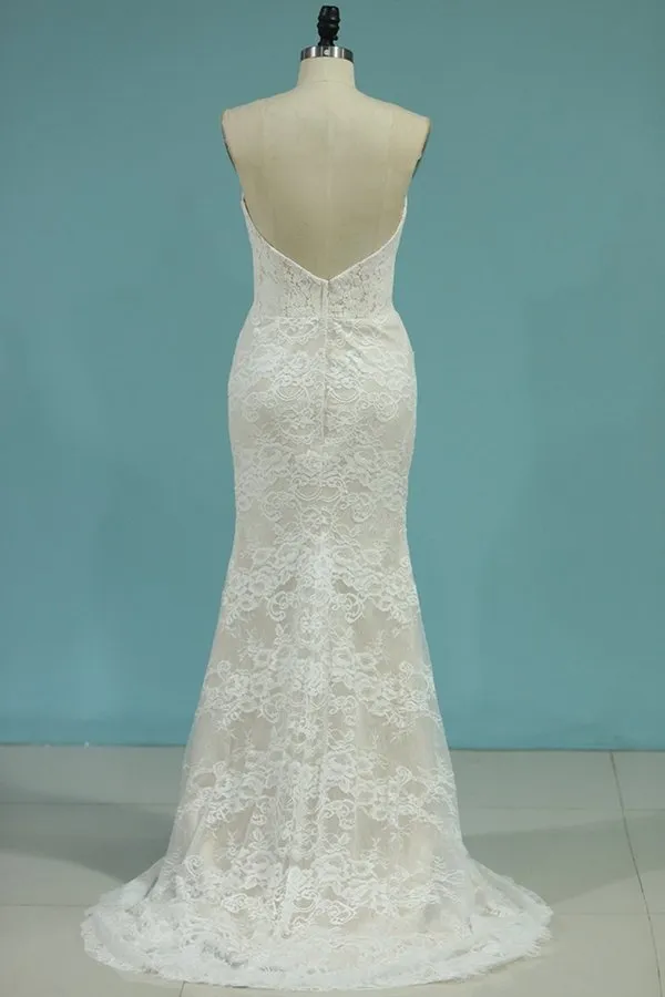 2024 Wedding Dresses Mermaid Lace With Removable Train PLPN1DQ9