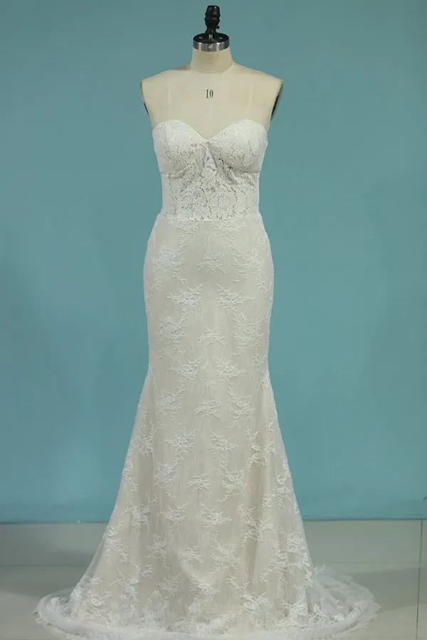 2024 Wedding Dresses Mermaid Lace With Removable Train PLPN1DQ9