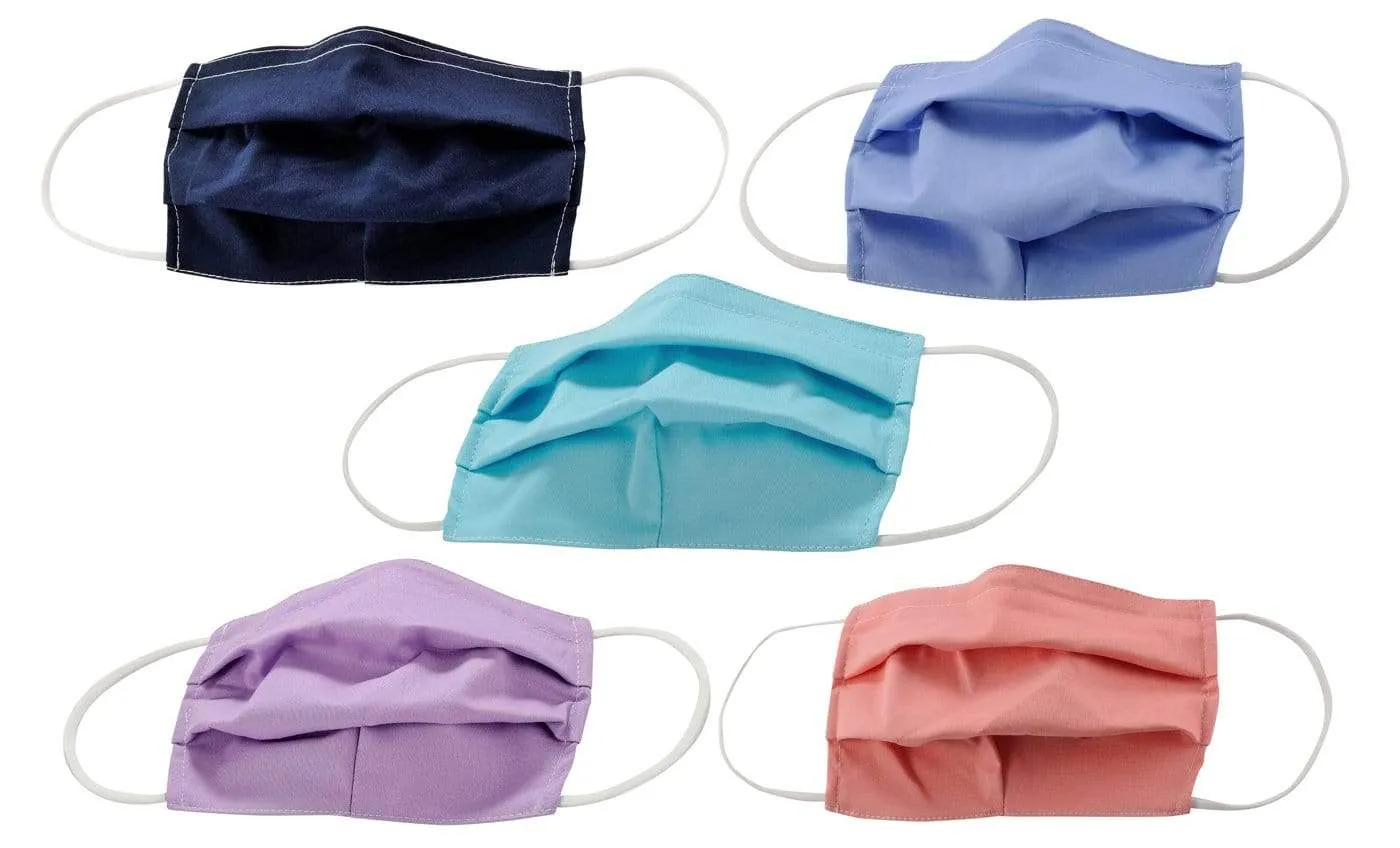 5-Pack Pleated Reusable Cotton Non-Medical Masks with Adjustable Nose Bridge