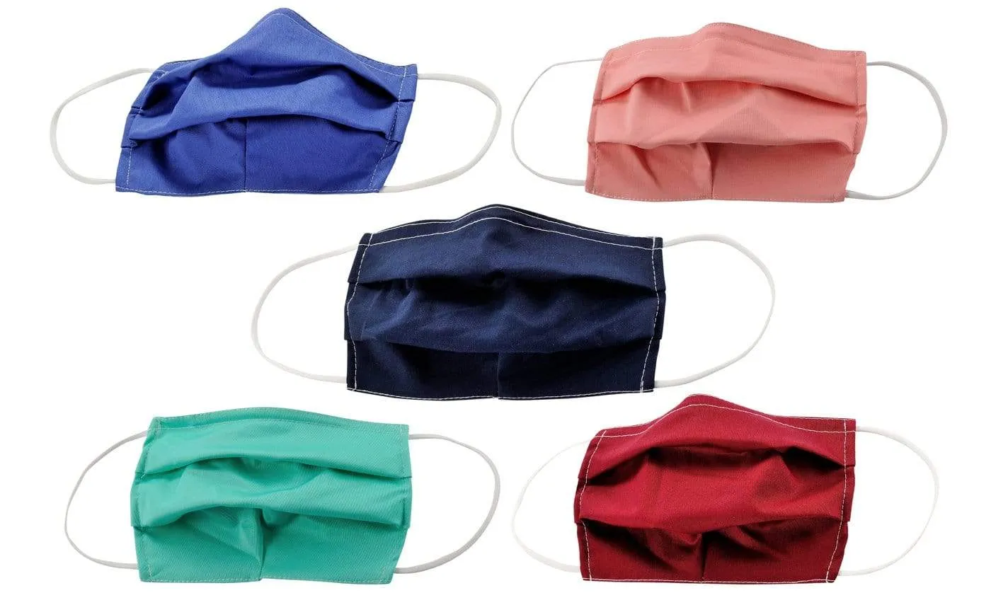 5-Pack Pleated Reusable Cotton Non-Medical Masks with Adjustable Nose Bridge