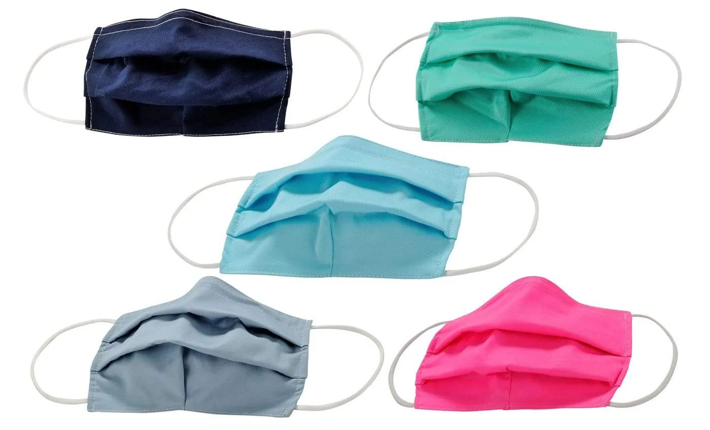 5-Pack Pleated Reusable Cotton Non-Medical Masks with Adjustable Nose Bridge