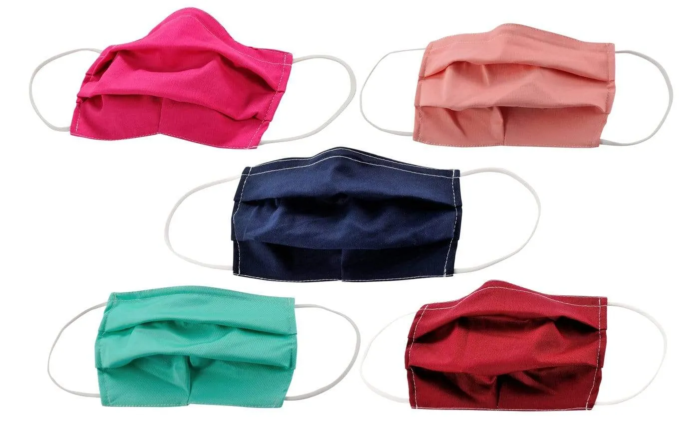 5-Pack Pleated Reusable Cotton Non-Medical Masks with Adjustable Nose Bridge