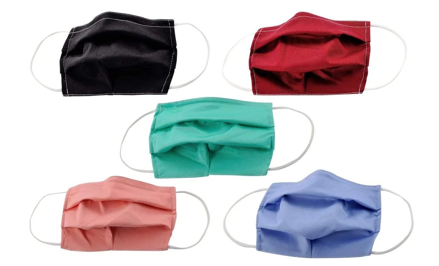 5-Pack Pleated Reusable Cotton Non-Medical Masks with Adjustable Nose Bridge