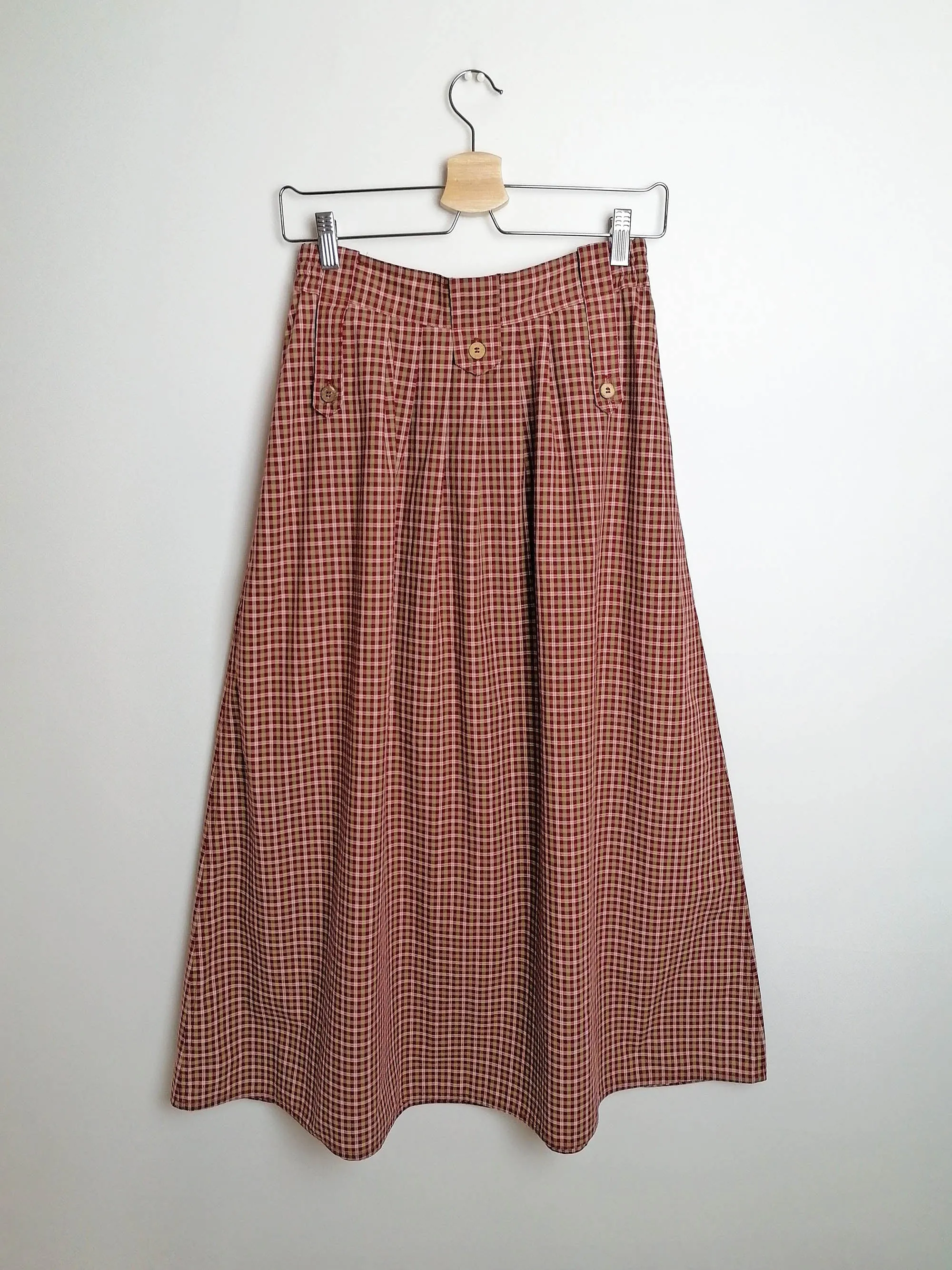 Vintage 90s High Waist Gingham Prairie Skirt - Size S-M, Retro Fashion Statement