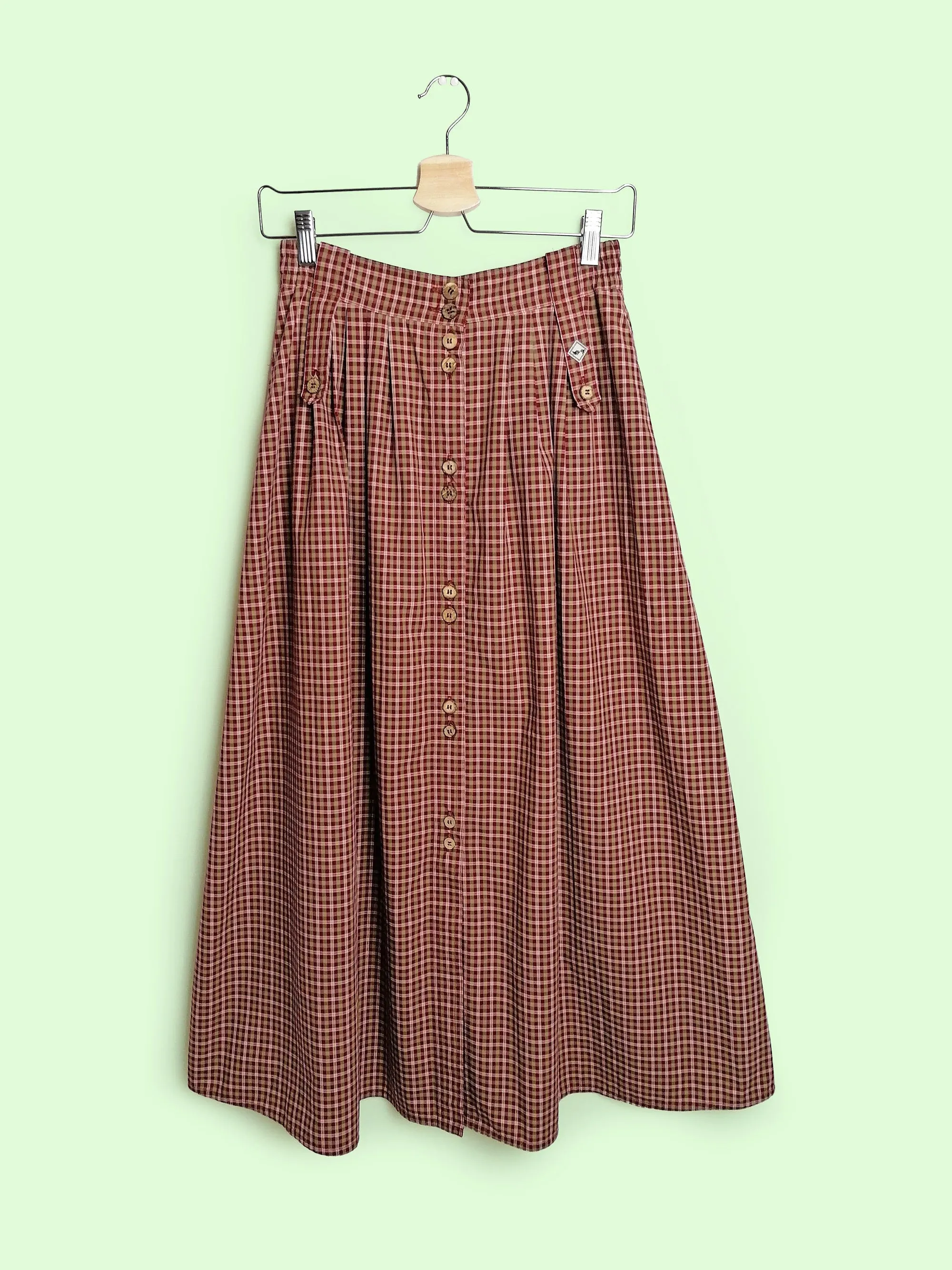 Vintage 90s High Waist Gingham Prairie Skirt - Size S-M, Retro Fashion Statement