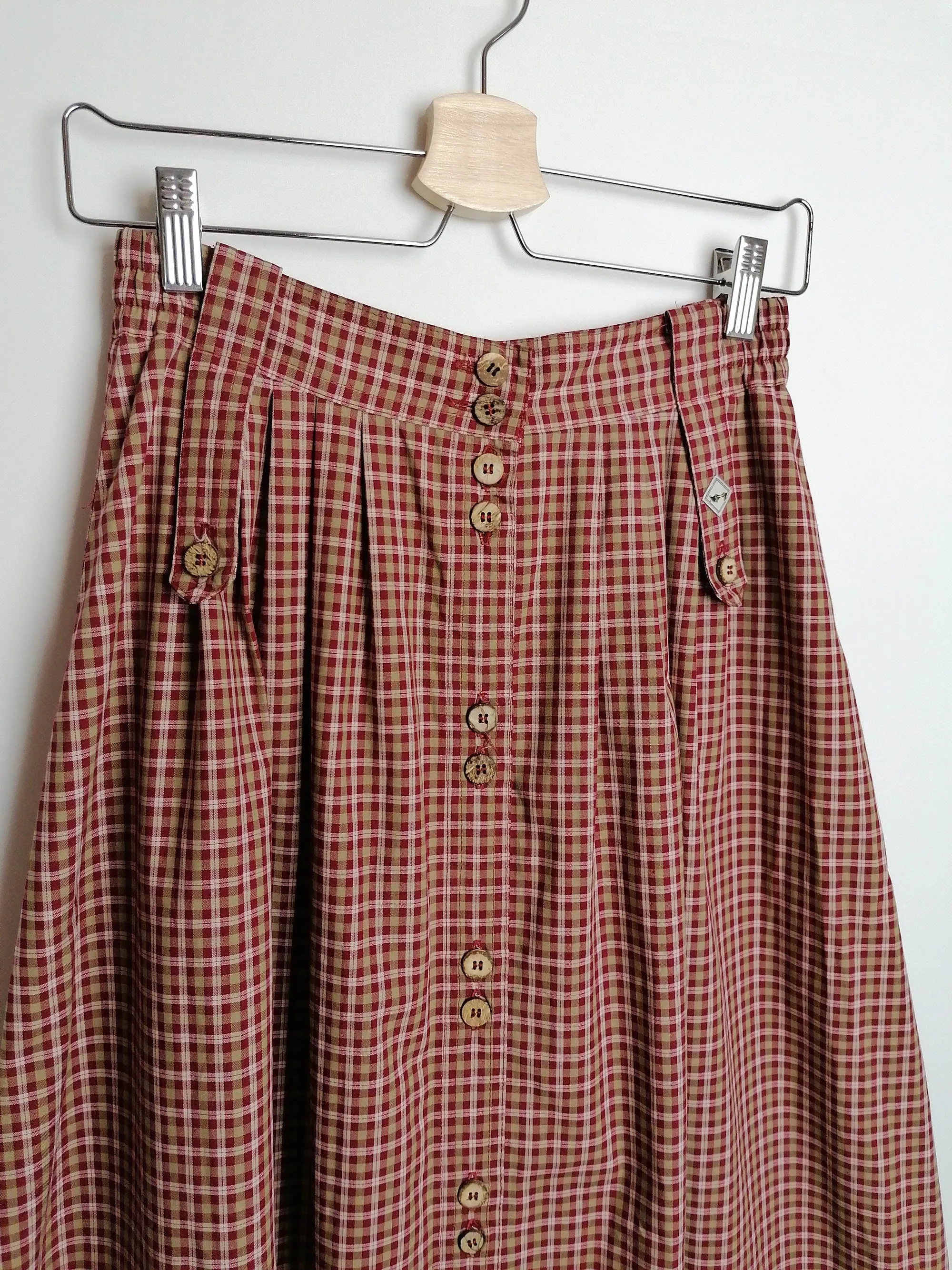 Vintage 90s High Waist Gingham Prairie Skirt - Size S-M, Retro Fashion Statement