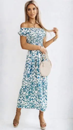 A0858 Liva Blue Floral Dress