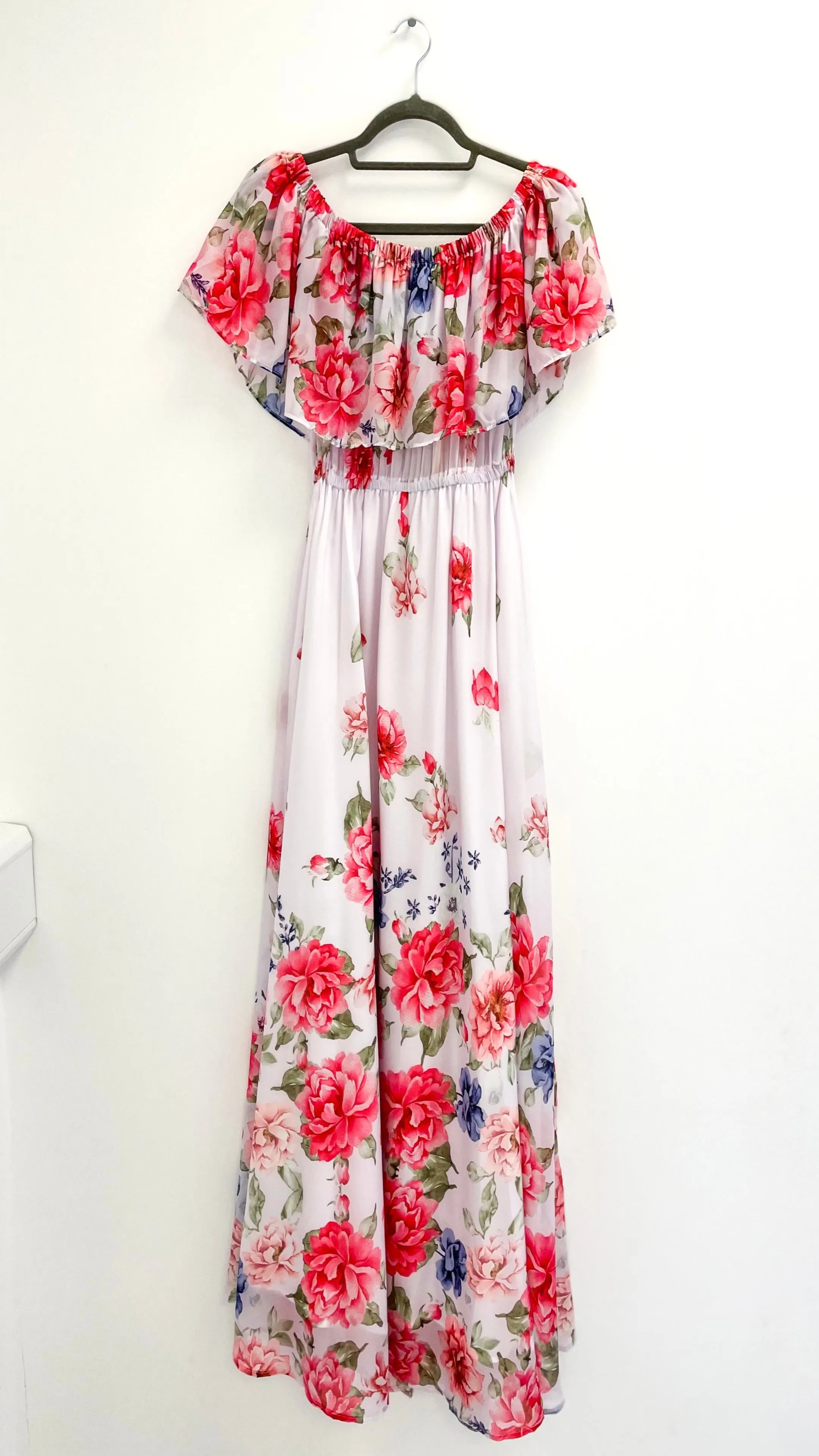 A1756 Azka Floral Bardot Maxi Dress