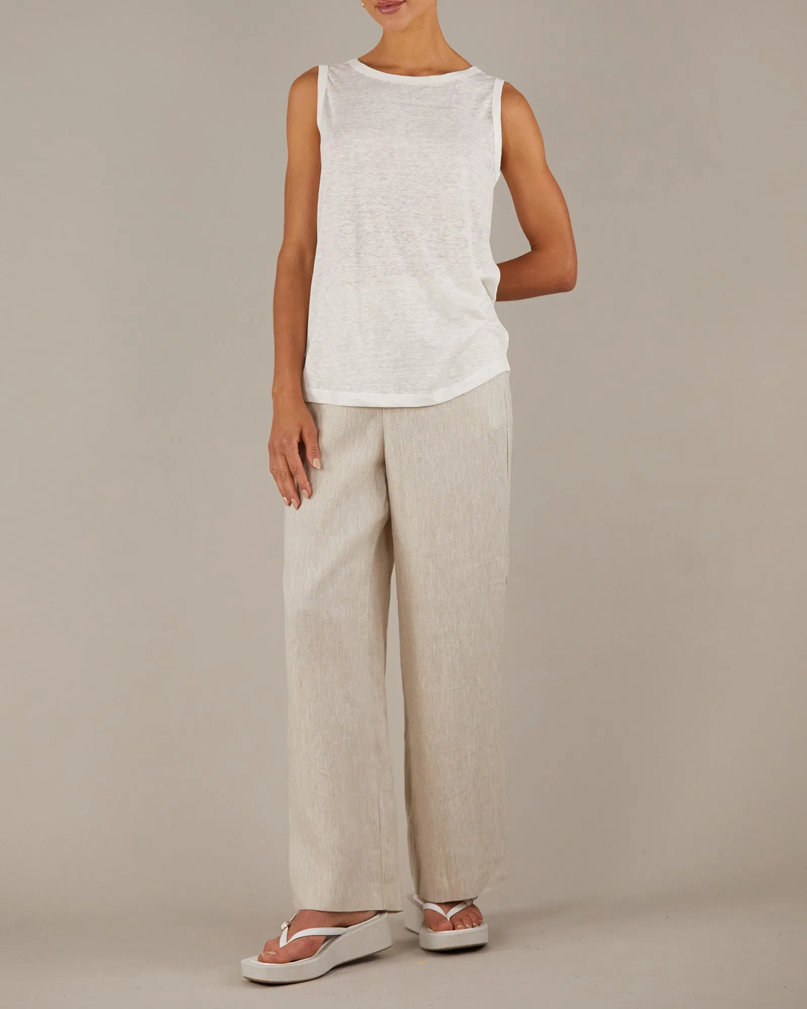 Aceline Linen Jersey Tank - Ivory