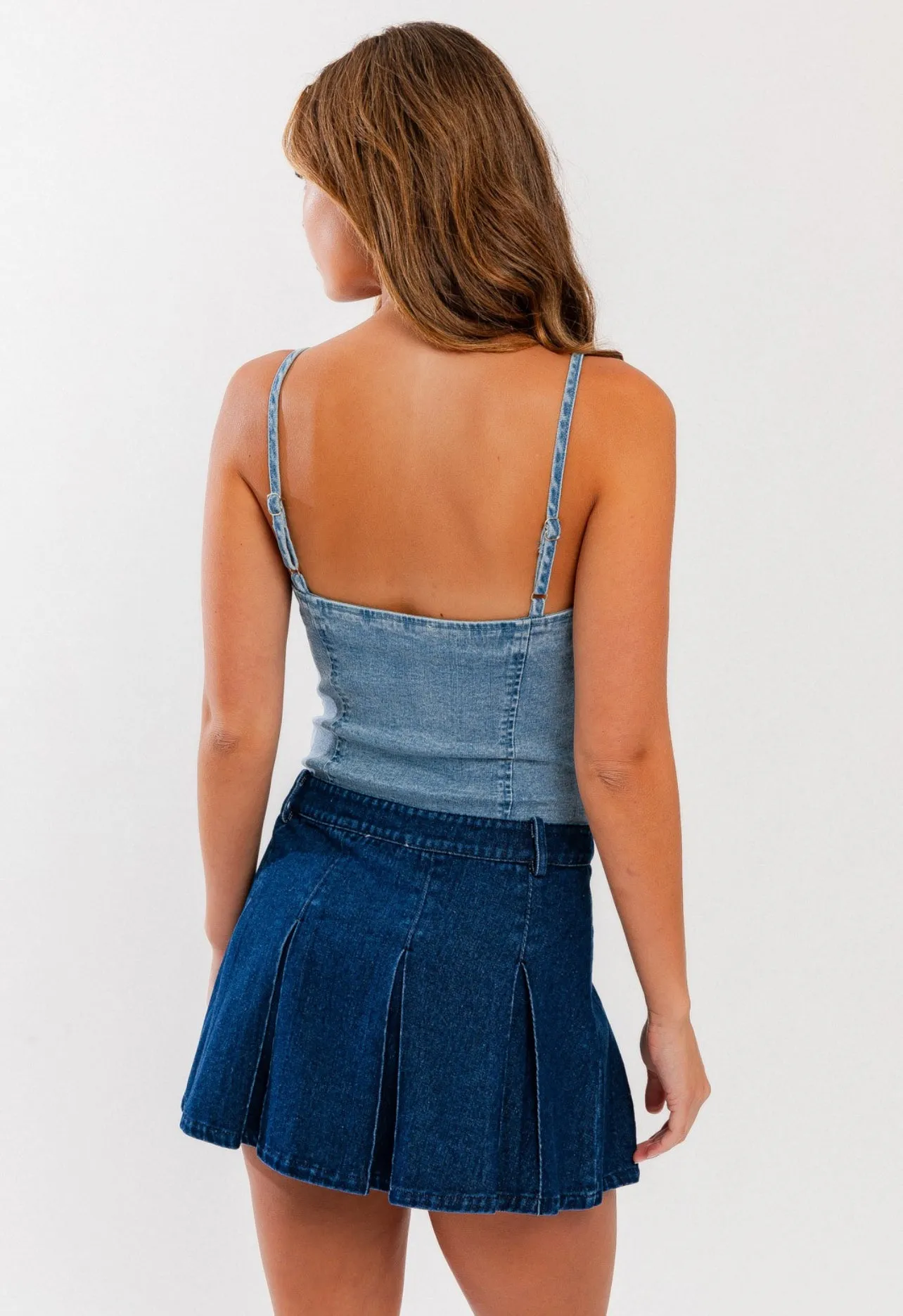 Achieving Greatness Denim Bustier Bodysuit