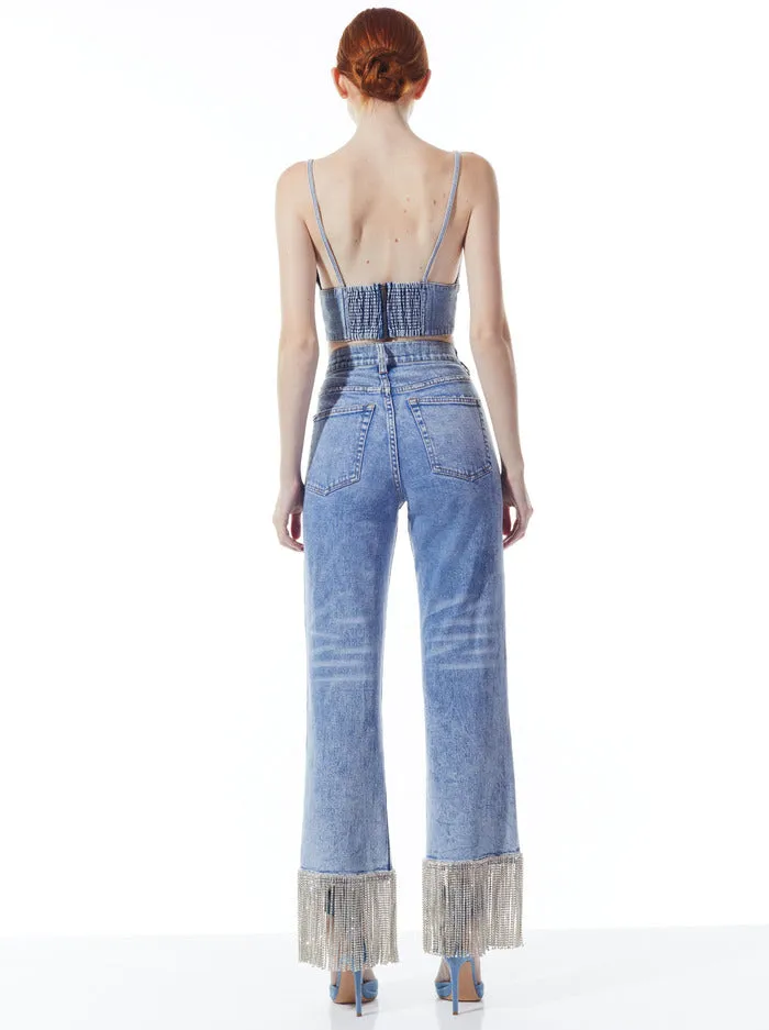 Alice   Olivia - Carli Denim Bra Top - Rockstar Blue