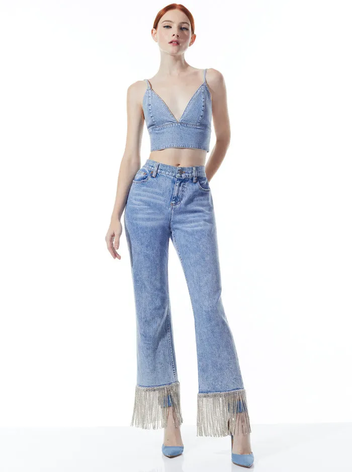 Alice   Olivia - Carli Denim Bra Top - Rockstar Blue