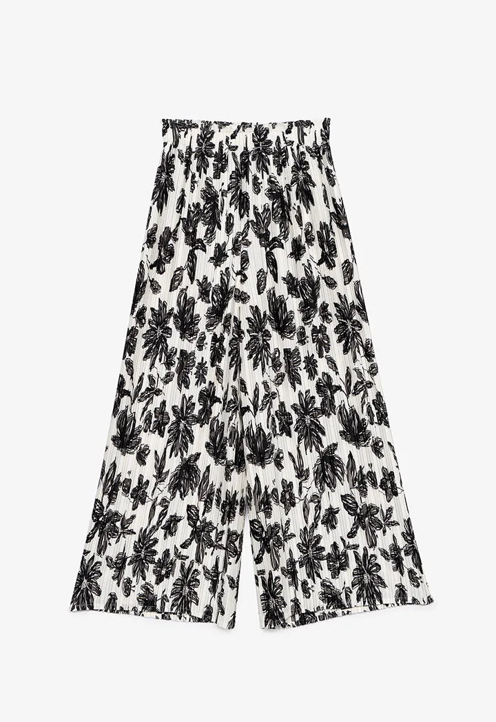 Allover Printed Pleated Culottes