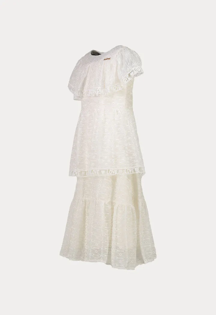 Amime Eyelet Embroidered Tiered Dress