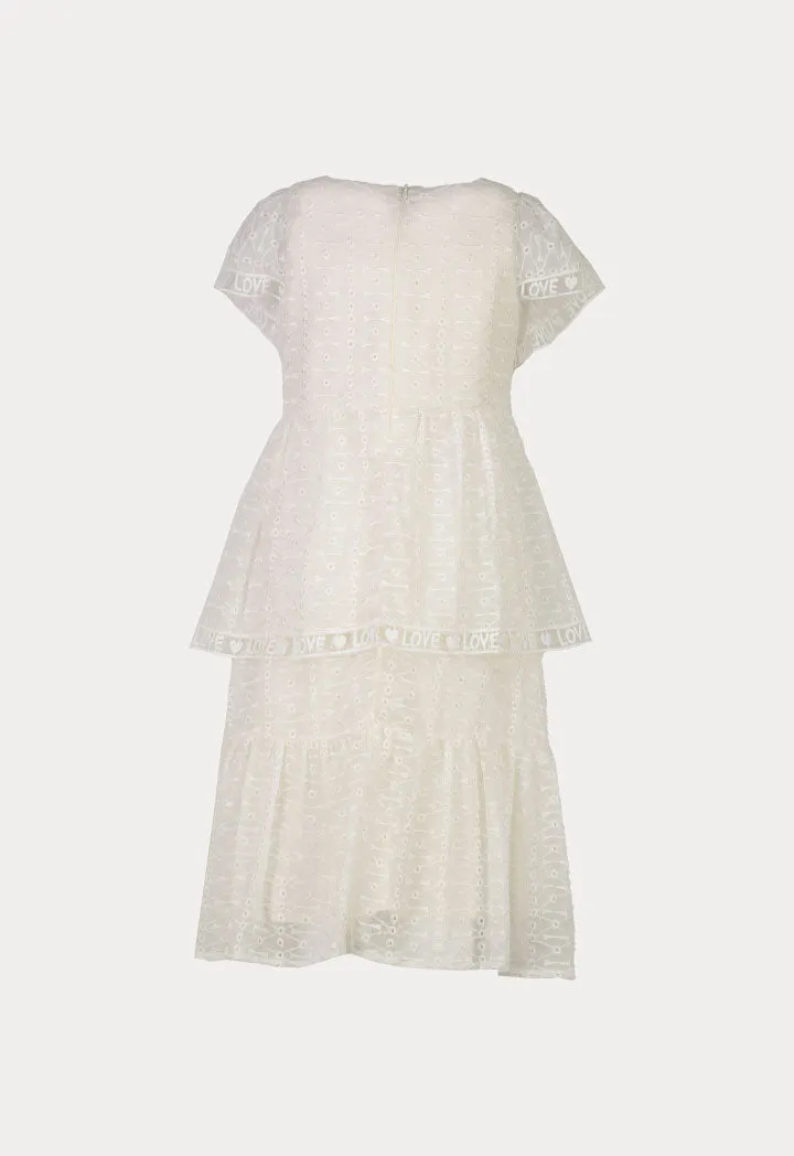 Amime Eyelet Embroidered Tiered Dress