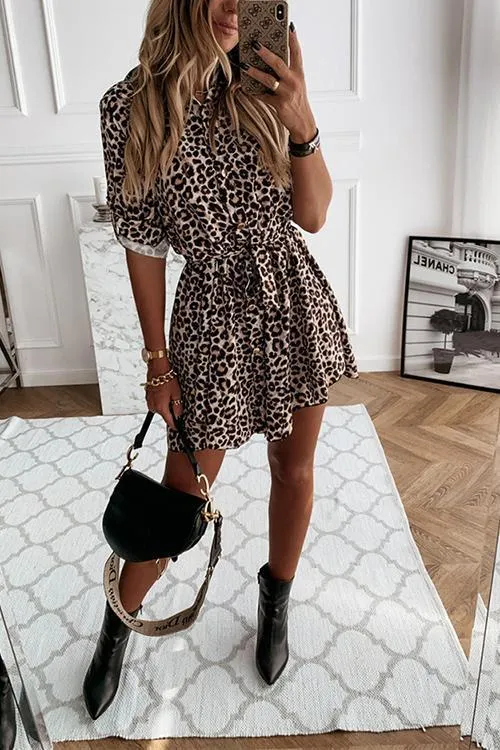 Animal Print Belted Mini Dress