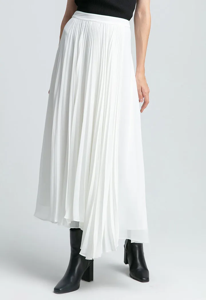 Asymmetrical Pleated Overlay Solid Skirt