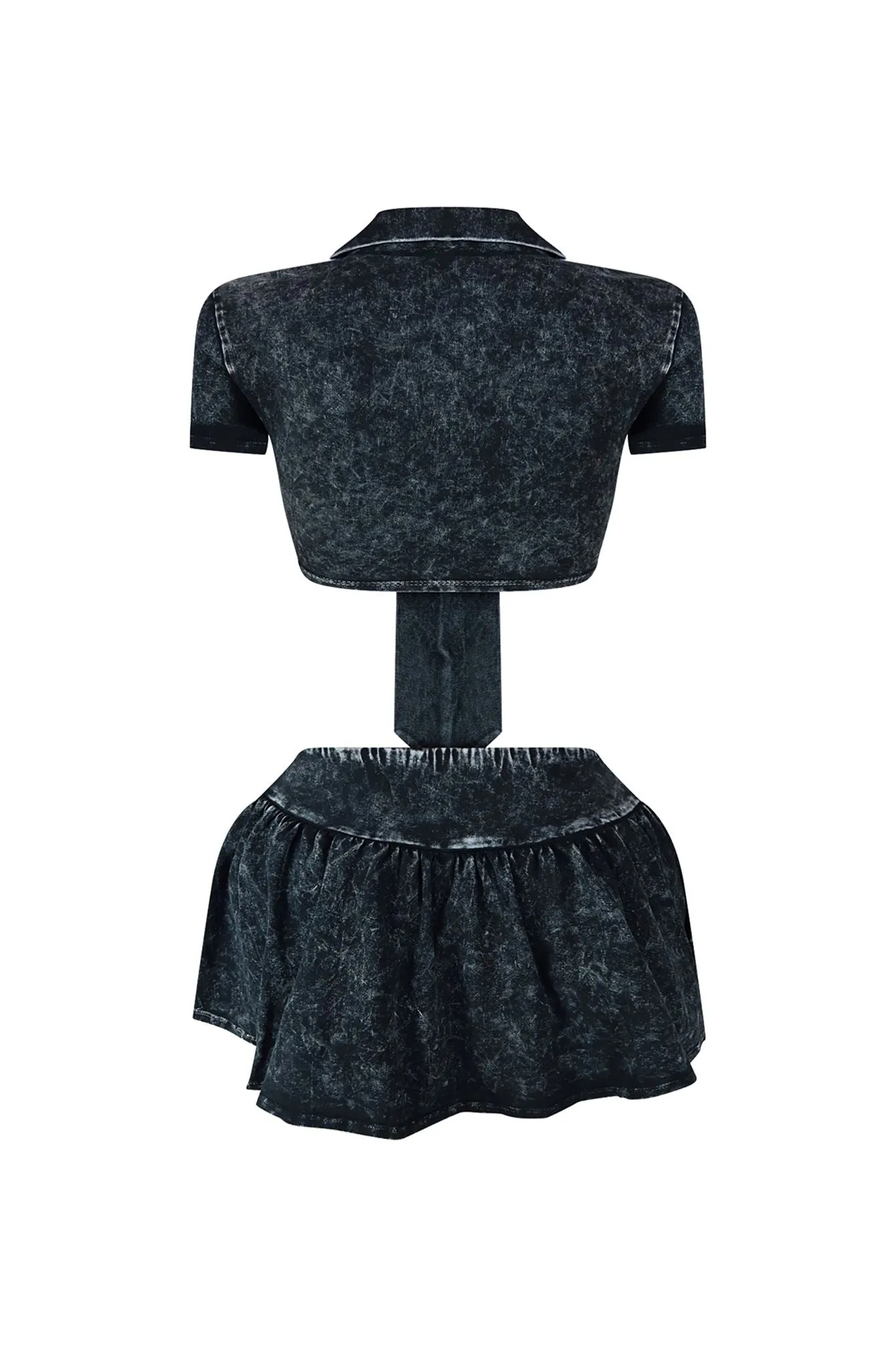 Avril Mineral Washed Tie Top & Skirt SET