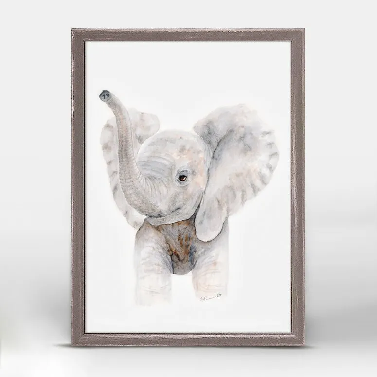 Baby Elephant Trumpet Mini Framed Canvas