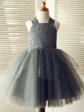 Ball Gown Lace Tulle Wedding Birthday Pageant Flower Girl Dresses