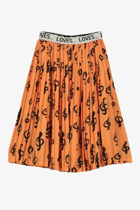 Beau Loves Pleated Girls Skirt - Orange