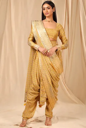 Beige Wallflower Dhoti Saree