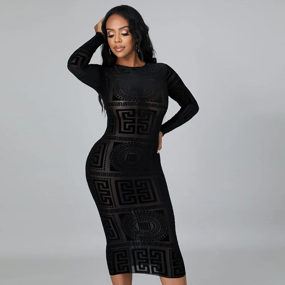 Black See-through Midi Dress