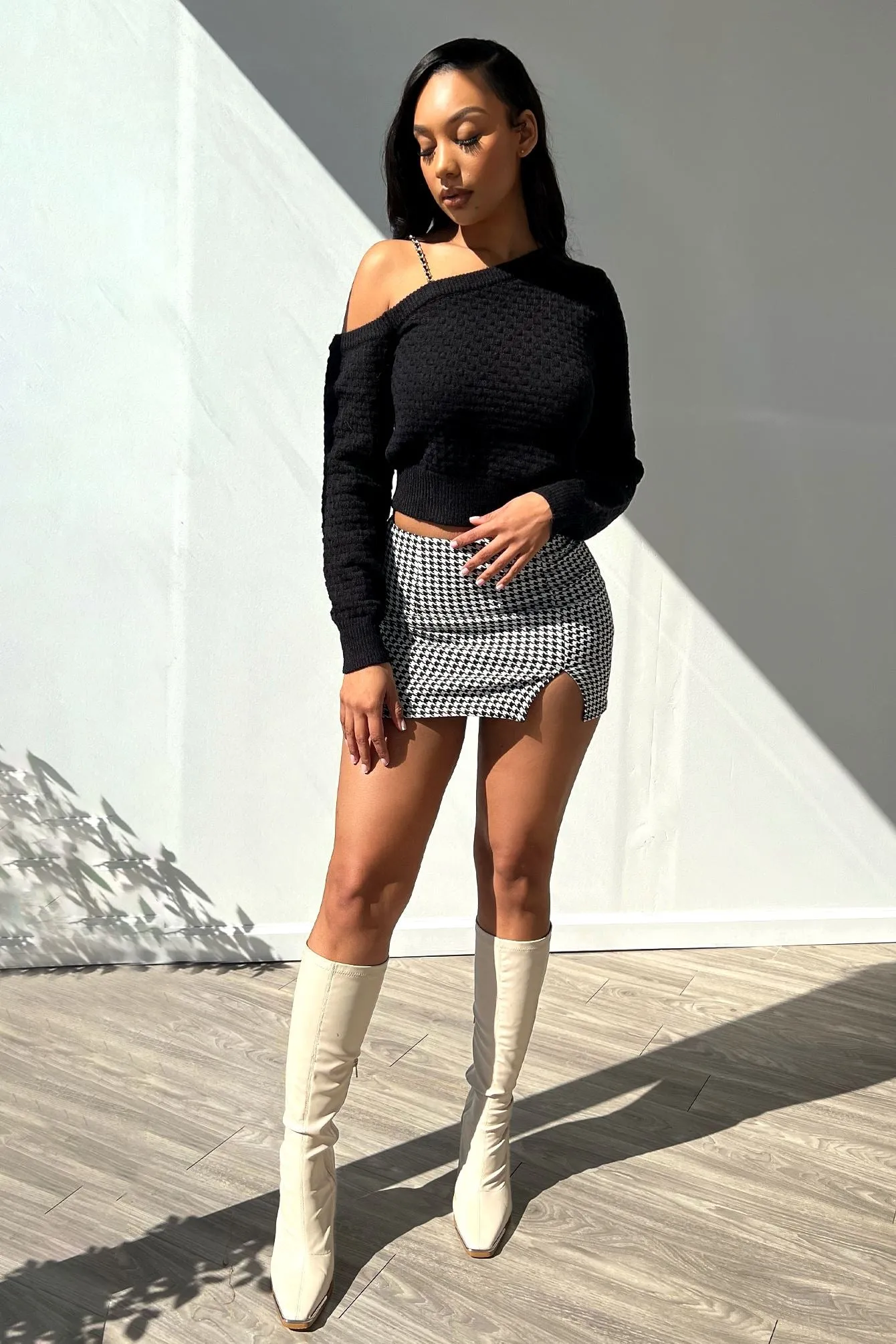 Blair Houndstooth Mini Skirt