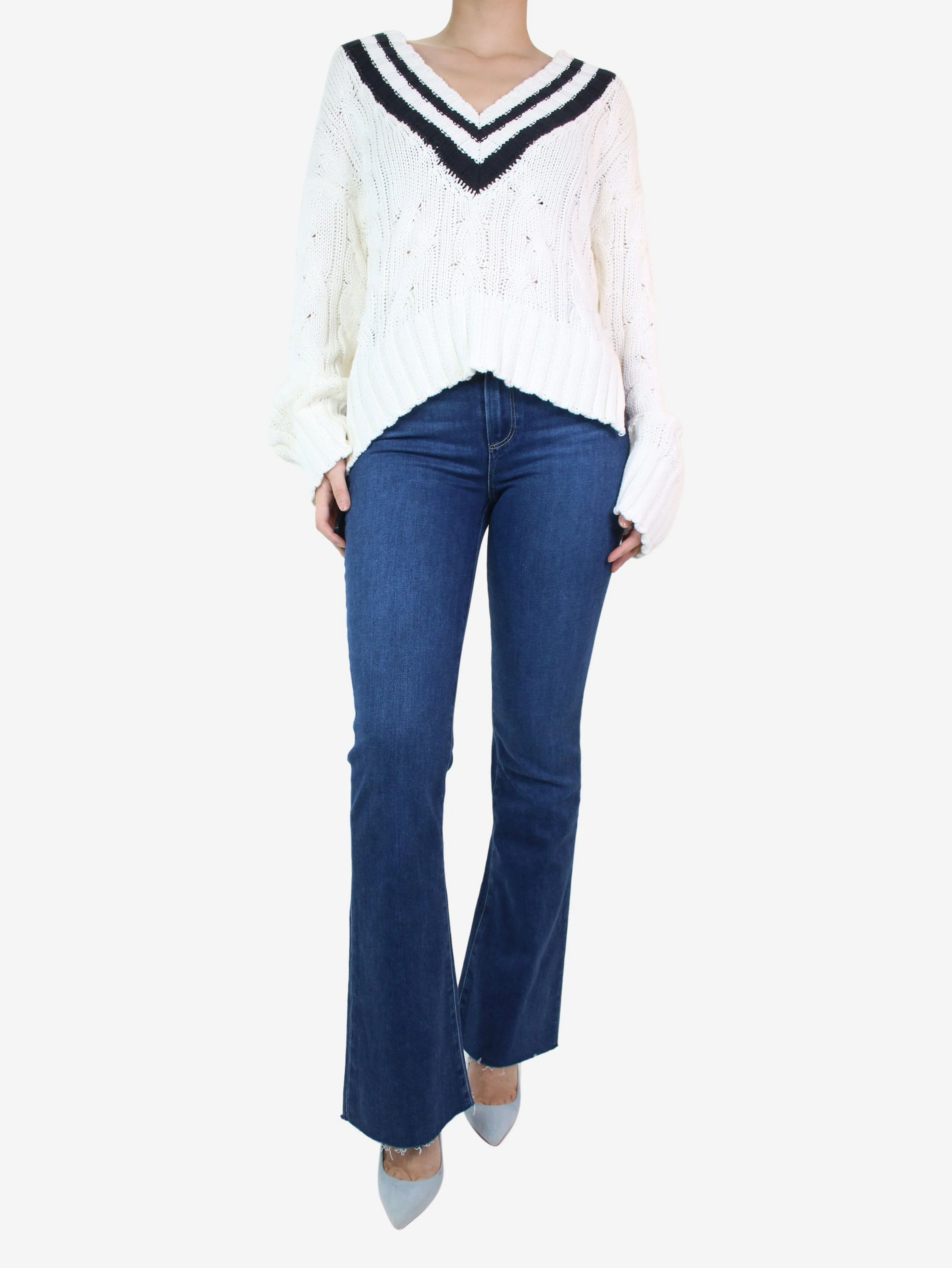 Blue high-rise flare jeans - size UK 8