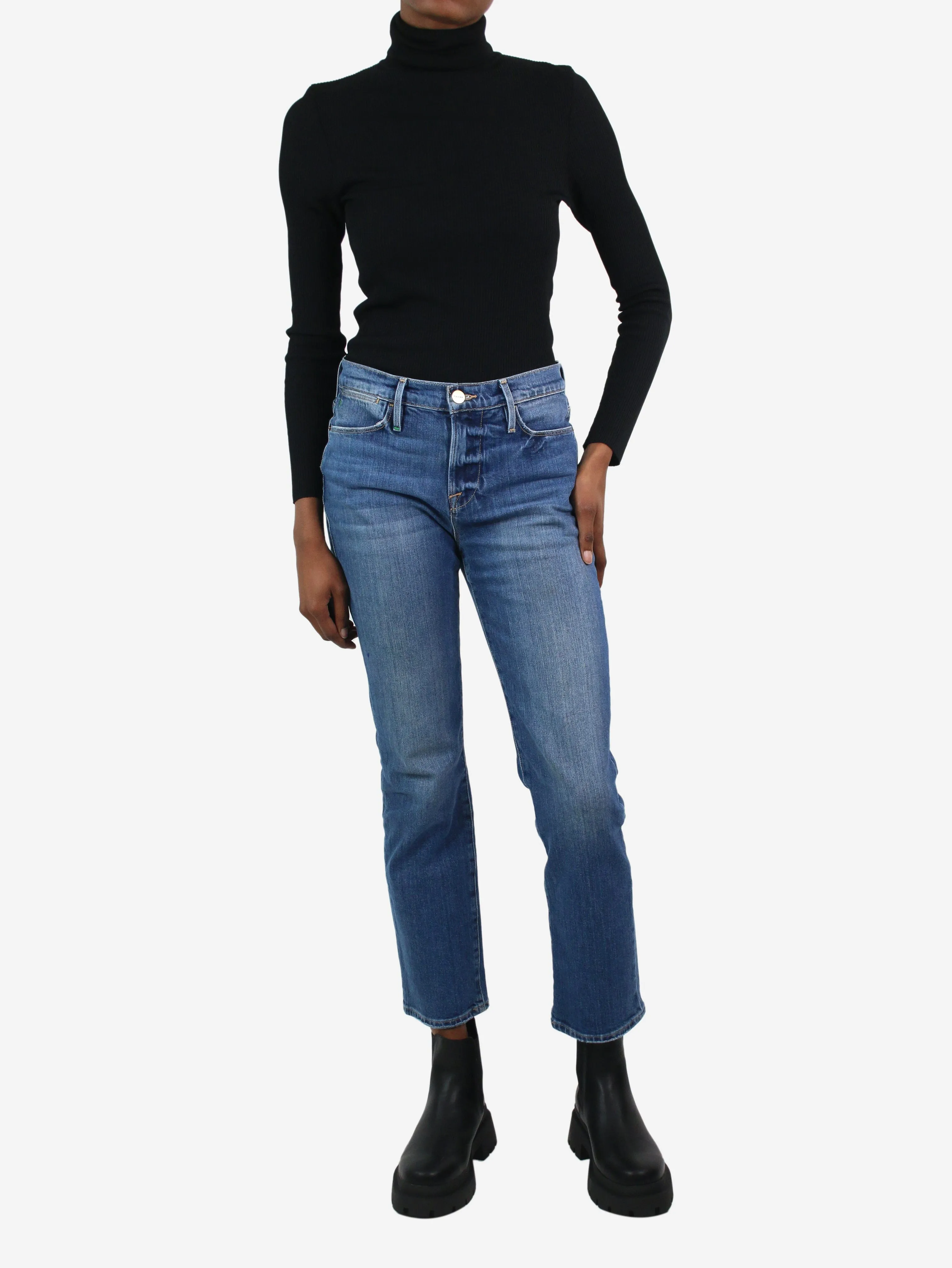 Blue straight-leg jeans - size W26