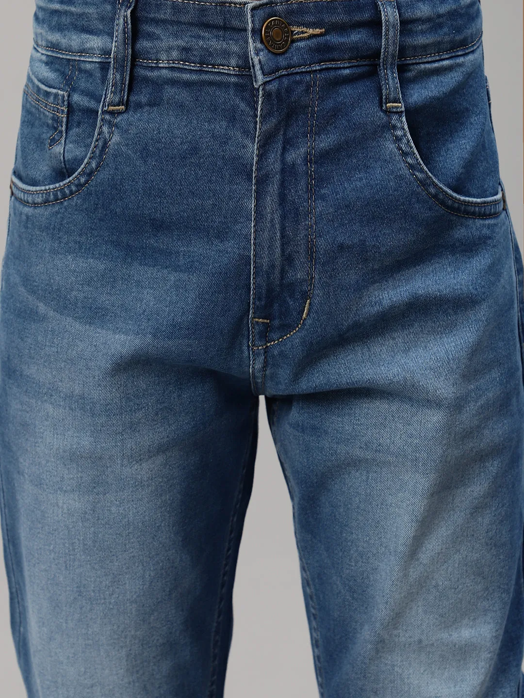 Boy's Blue Solid Stretchable Jeans