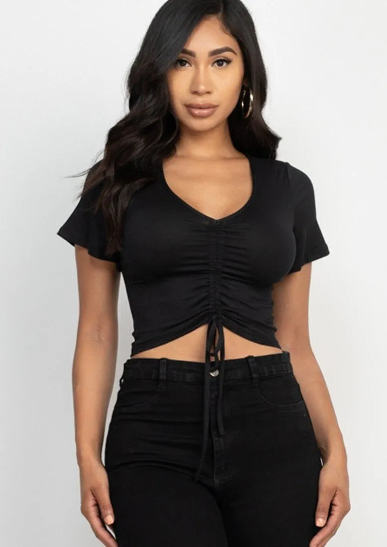 Branson Strap Ruched Front Crop Top