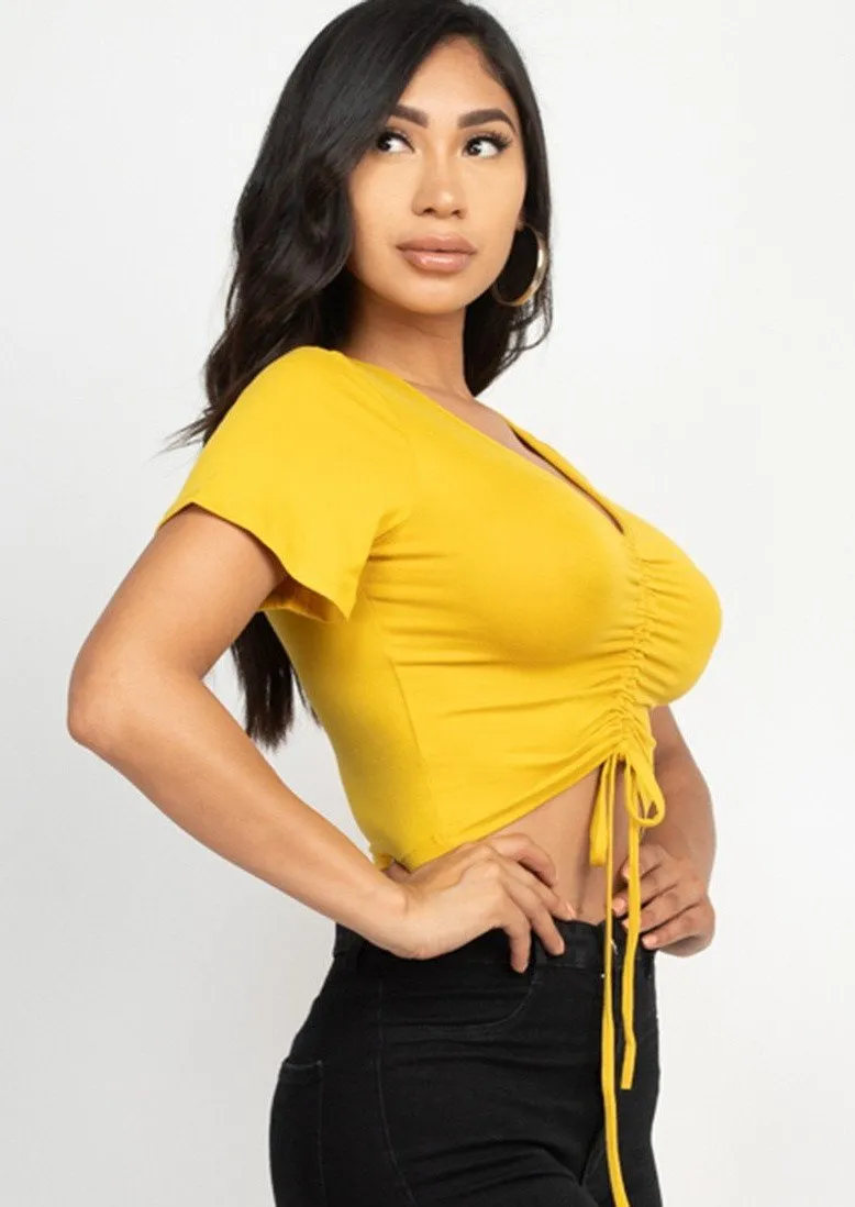 Branson Strap Ruched Front Crop Top