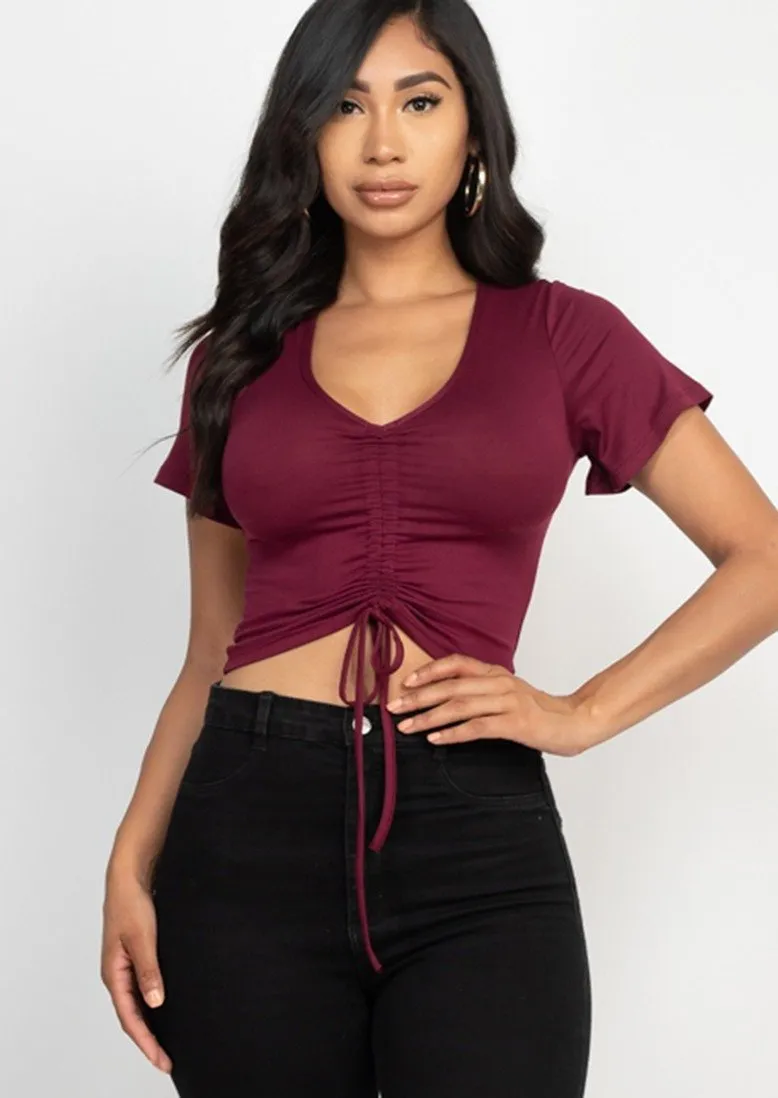 Branson Strap Ruched Front Crop Top