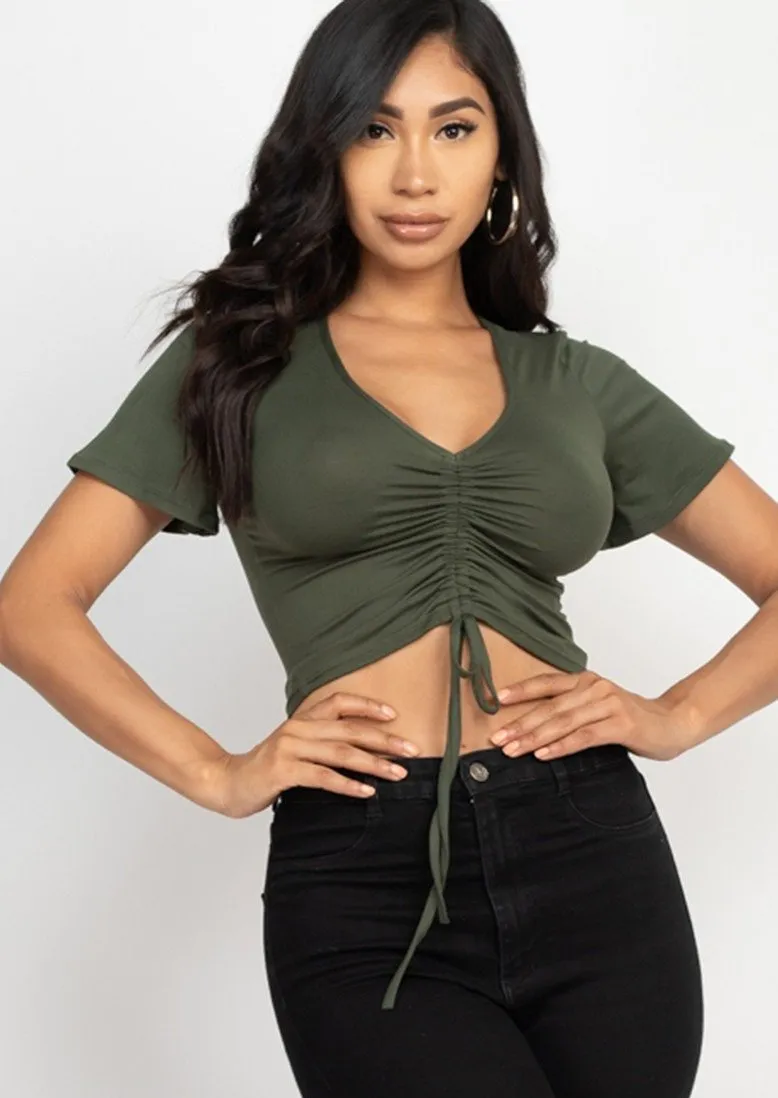 Branson Strap Ruched Front Crop Top