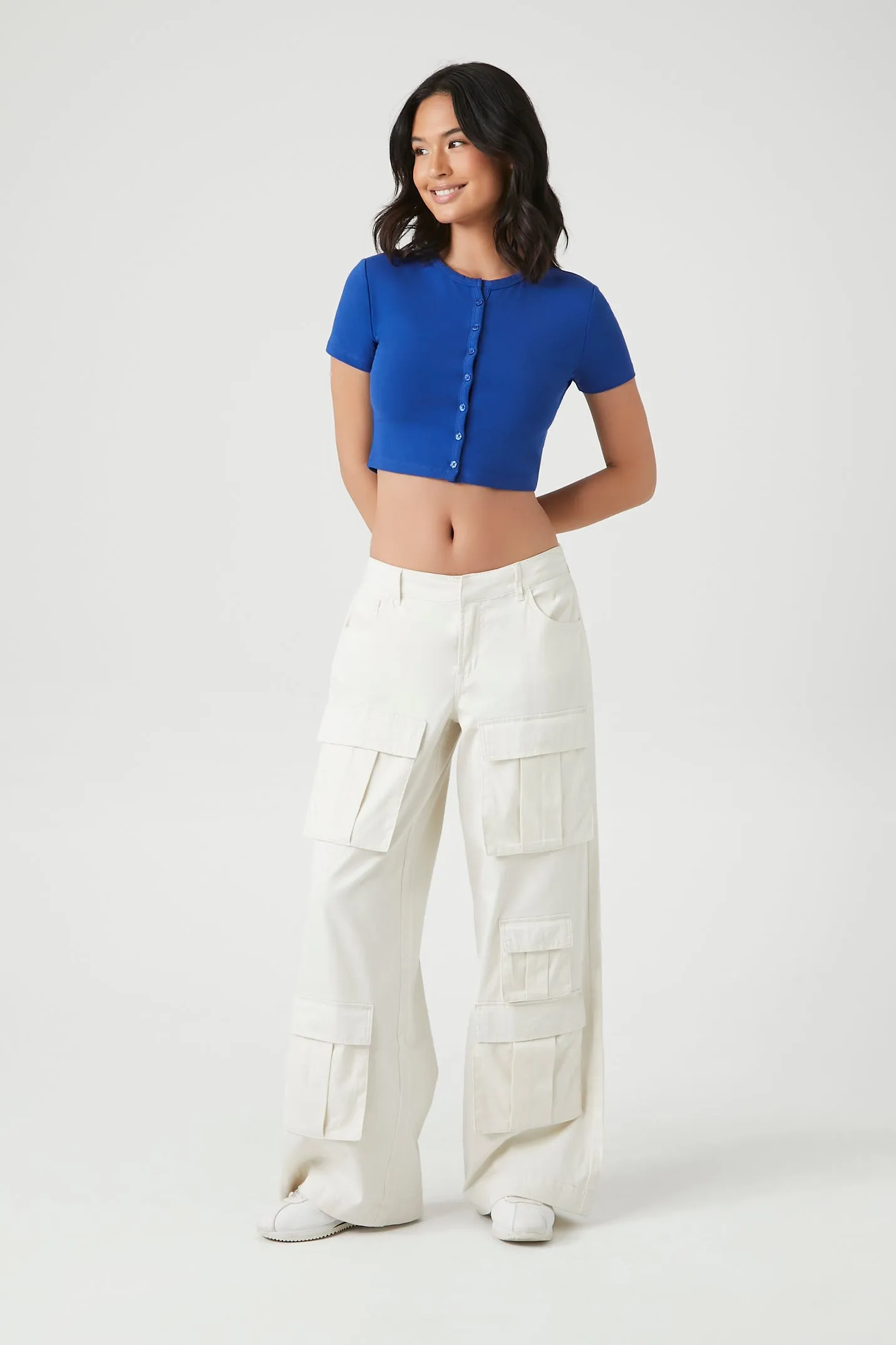 Button-Front Crop Top