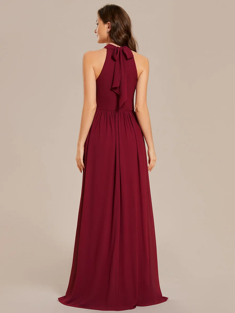 Chiffon Halter Neckline Sleeveless Evening Dresses