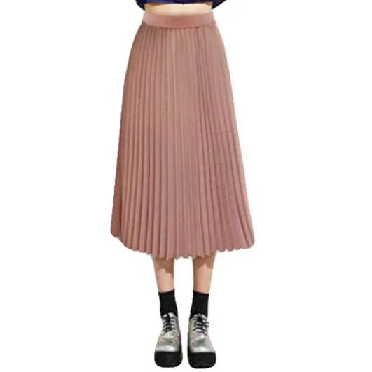 Classic Flowy Chiffon Pleated Midi Skirt Long Length