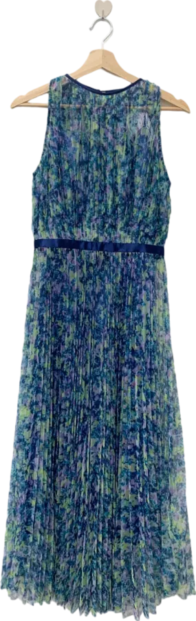 Coast Blue Floral Pleated Midi Dress UK Size 8