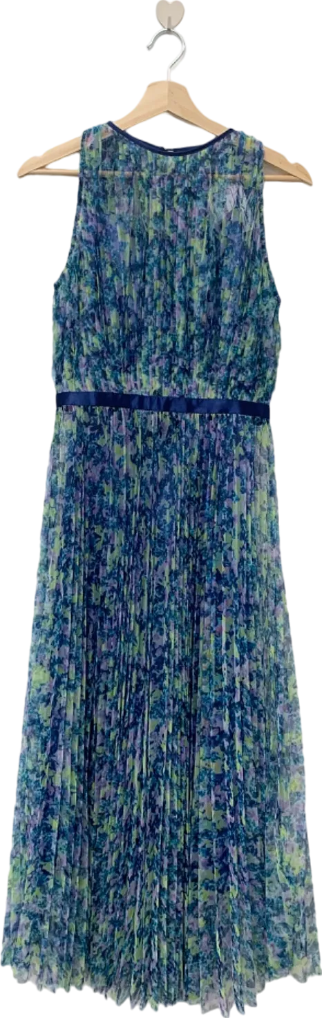 Coast Blue Floral Pleated Midi Dress UK Size 8