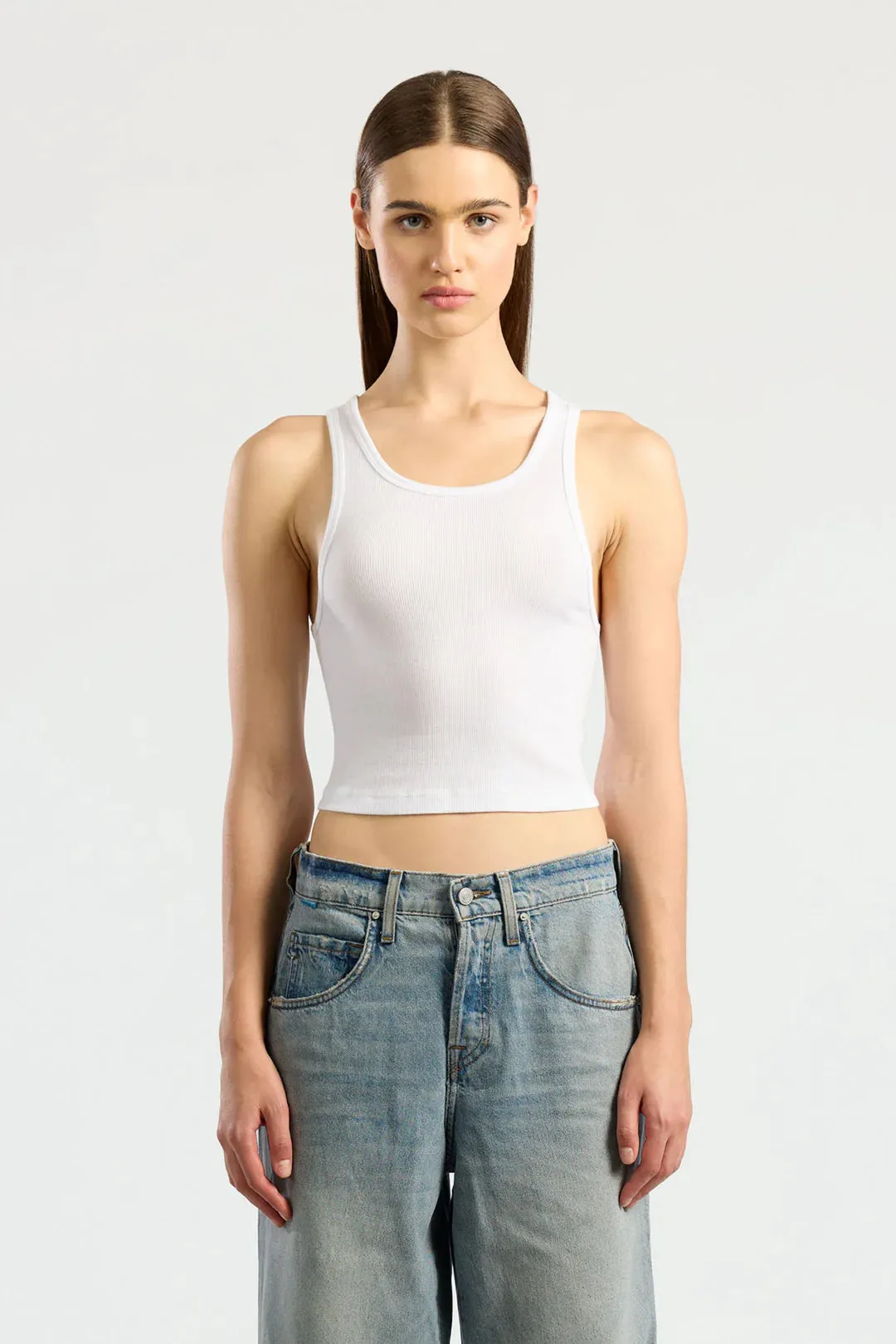 COTTON CITIZEN VERONA CROP TANK - WHITE