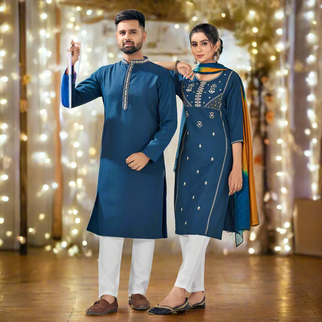 Couple Wear Traditional India Same Matching Outfits Set Dresses