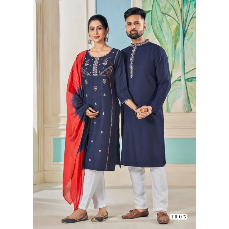 Couple Wear Traditional India Same Matching Outfits Set Dresses