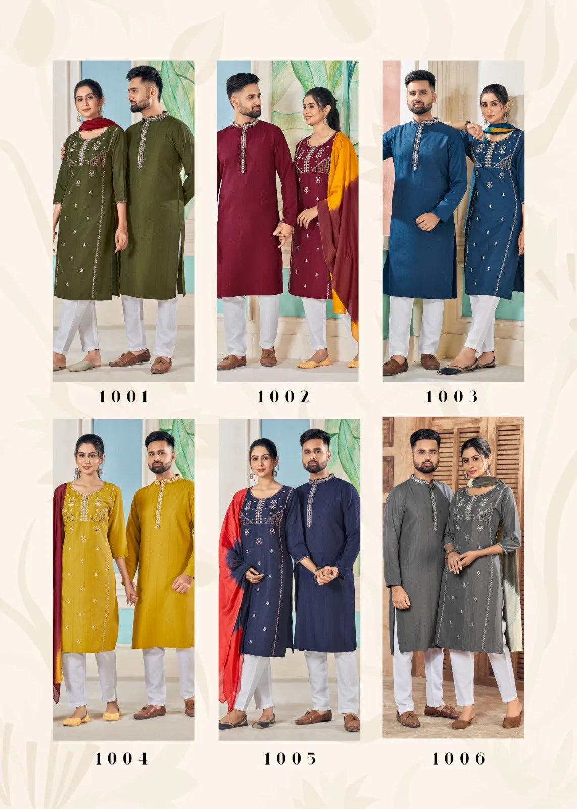 Couple Wear Traditional India Same Matching Outfits Set Dresses