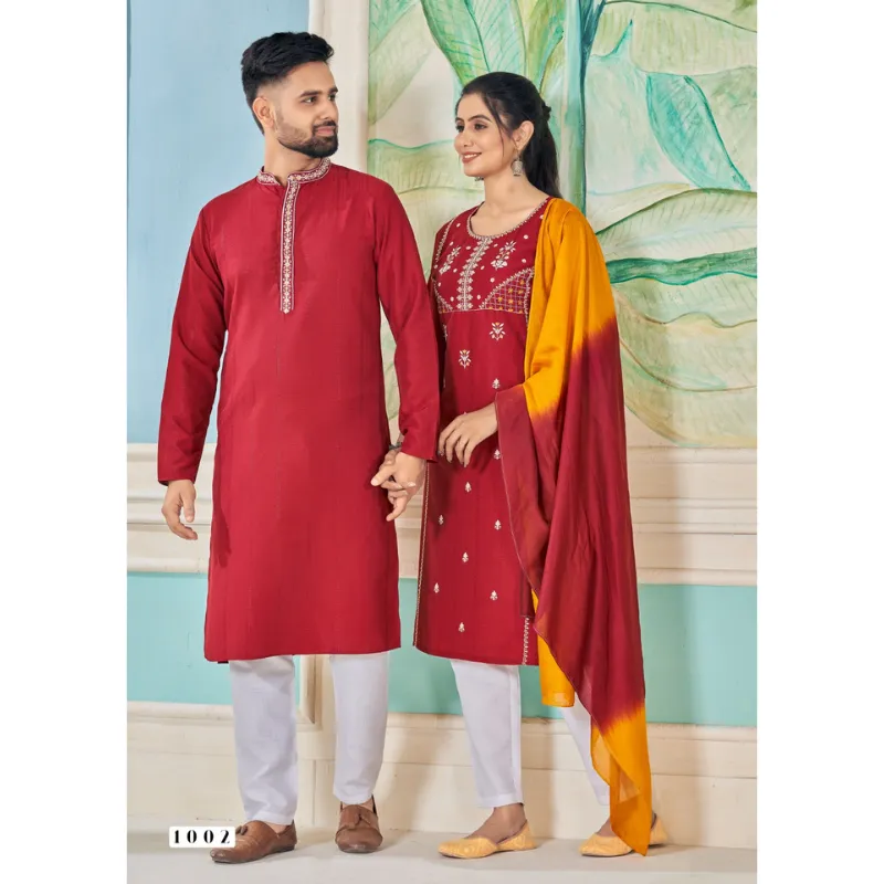 Couple Wear Traditional India Same Matching Outfits Set Dresses