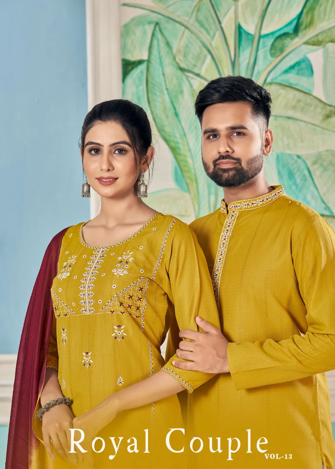 Couple Wear Traditional India Same Matching Outfits Set Dresses