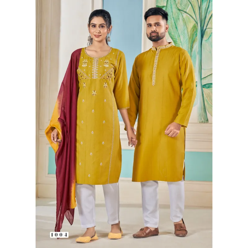 Couple Wear Traditional India Same Matching Outfits Set Dresses