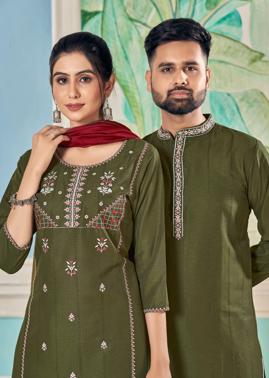 Couple Wear Traditional India Same Matching Outfits Set Dresses