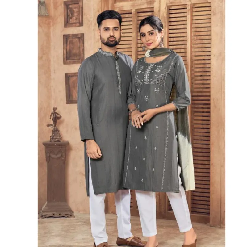 Couple Wear Traditional India Same Matching Outfits Set Dresses