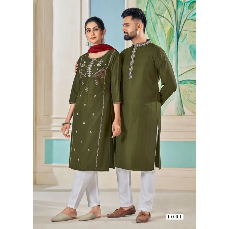 Couple Wear Traditional India Same Matching Outfits Set Dresses